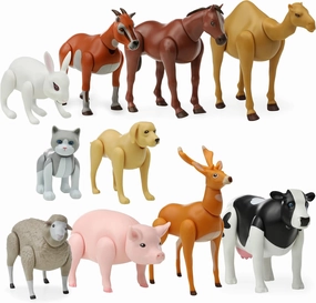 Beverly Hills Doll Collection Farm Animal Toys Set of 10, Moveable Joints Large Plastic Animal Figures for Toddlers