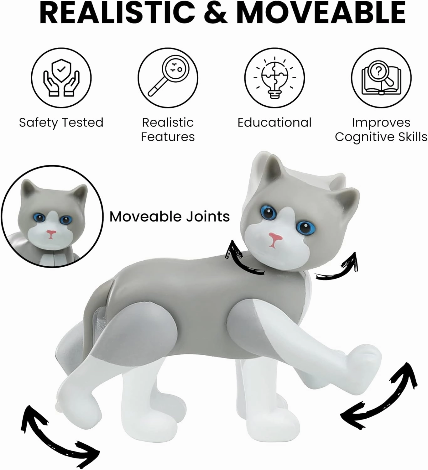 Beverly Hills Doll Collection Farm Animal Toys Set of 10, Moveable Joints Large Plastic Animal Figures for Toddlers