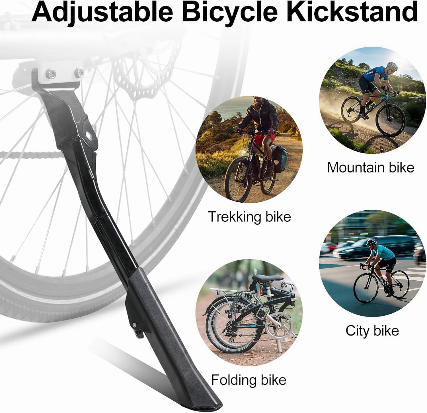 Bike Kickstand for Orbea Occam Occam AM Occam LT Oiz Oiz H30 Oiz M Onix Onna, Adjustable Kickstand Foot Side Stand Support, Aluminum Rear Side Bicycle Stand for Bike with Non-Slip Rubber Foot