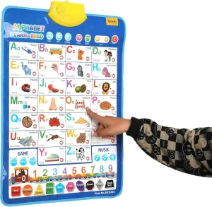 Bilingual English & French Learning Interactive Alphabet Wallchart - Includes Talking ABC, 123s & Music Poster - Educational Kids Learning Toy, Educational Gift for 3  Years Old Girls & Boys