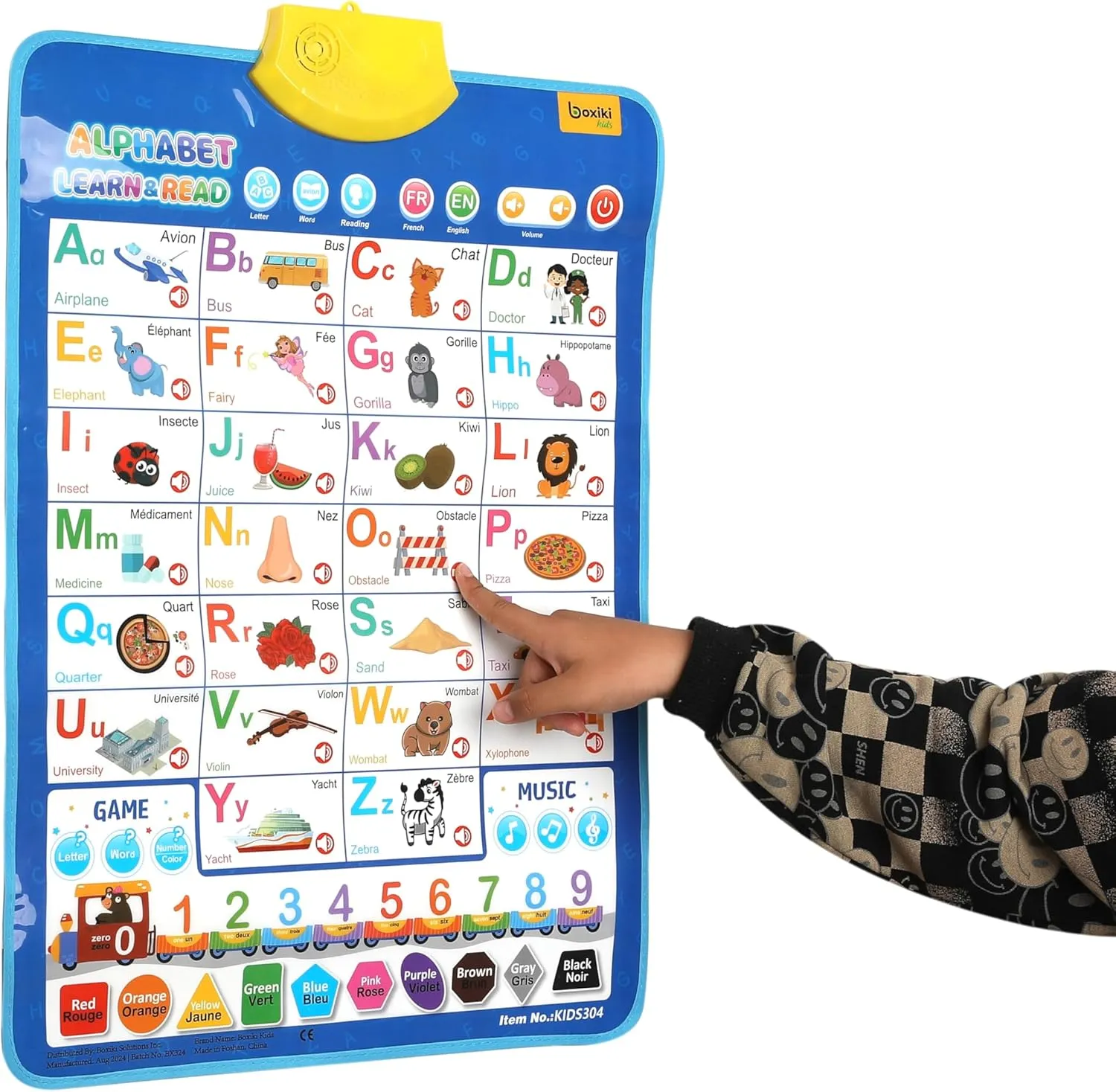 Bilingual English & French Learning Interactive Alphabet Wallchart - Includes Talking ABC, 123s & Music Poster - Educational Kids Learning Toy, Educational Gift for 3  Years Old Girls & Boys