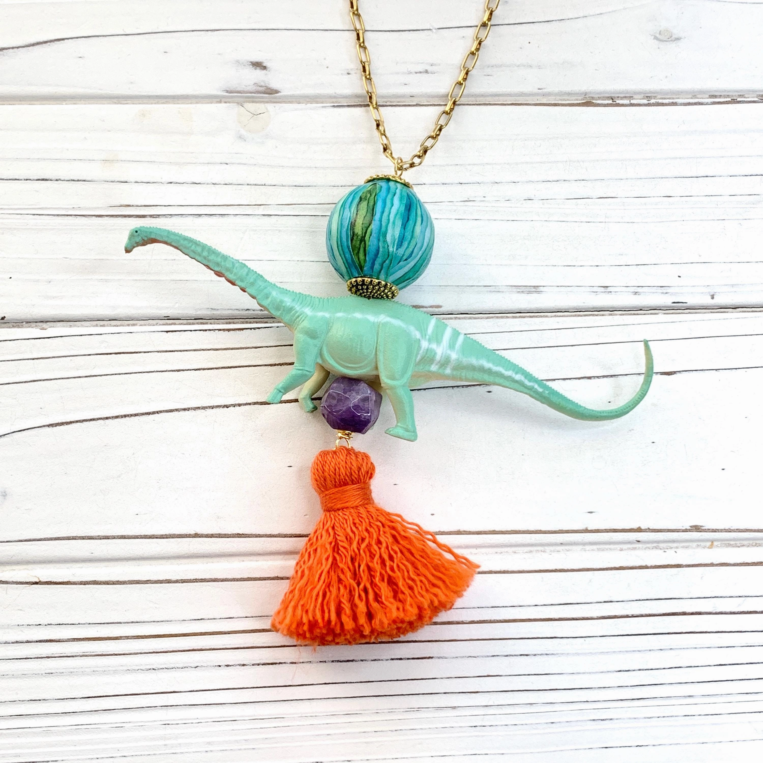 Billie Brontosaurus Dinosaur Pendant Necklace - One-of-a-Kind