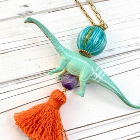 Billie Brontosaurus Dinosaur Pendant Necklace - One-of-a-Kind
