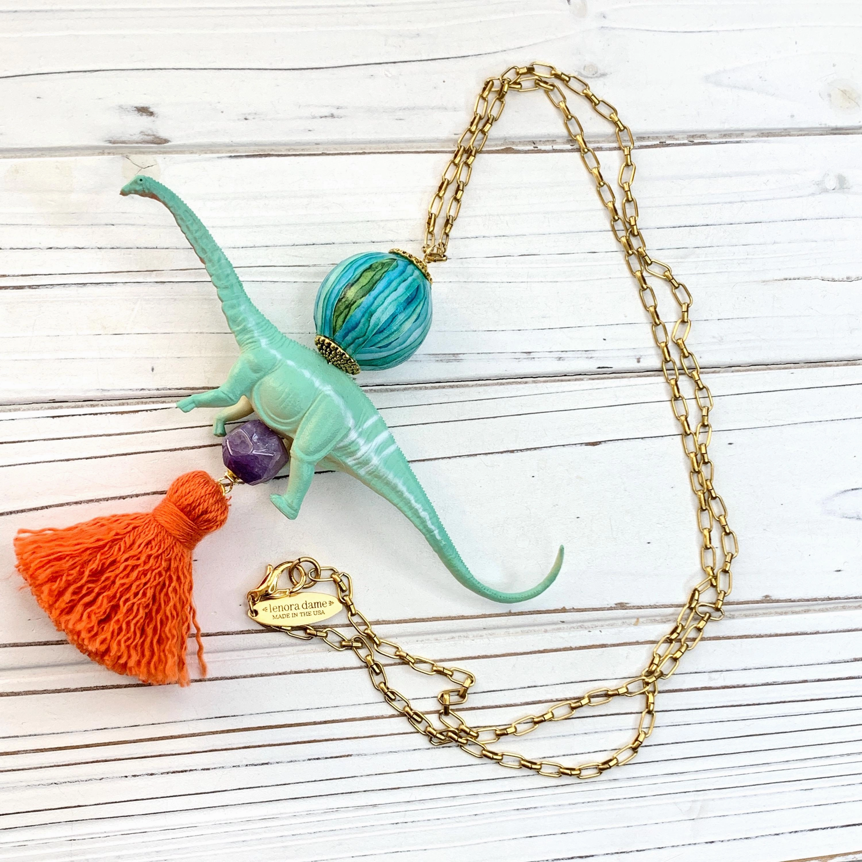Billie Brontosaurus Dinosaur Pendant Necklace - One-of-a-Kind