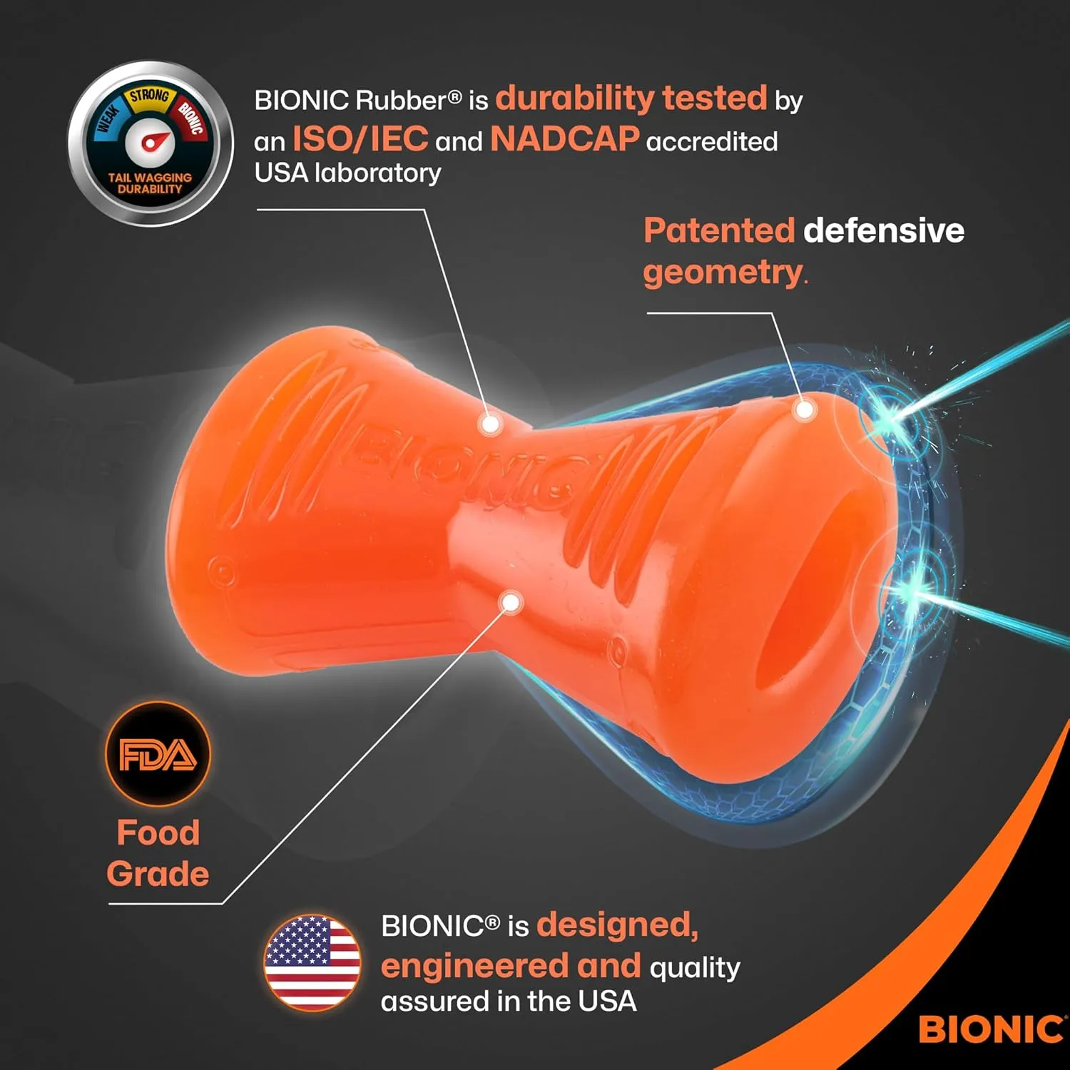 BIONIC Bone Dog Toy, Large - Interactive Dog Chew Toy That Stands Up to The Toughest Chewers, for Dogs Between 30-60  lbs. (13-27  kg.)