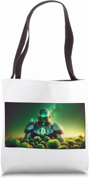 Bitcoin Robot Machine Green Future Technology Tote Bag