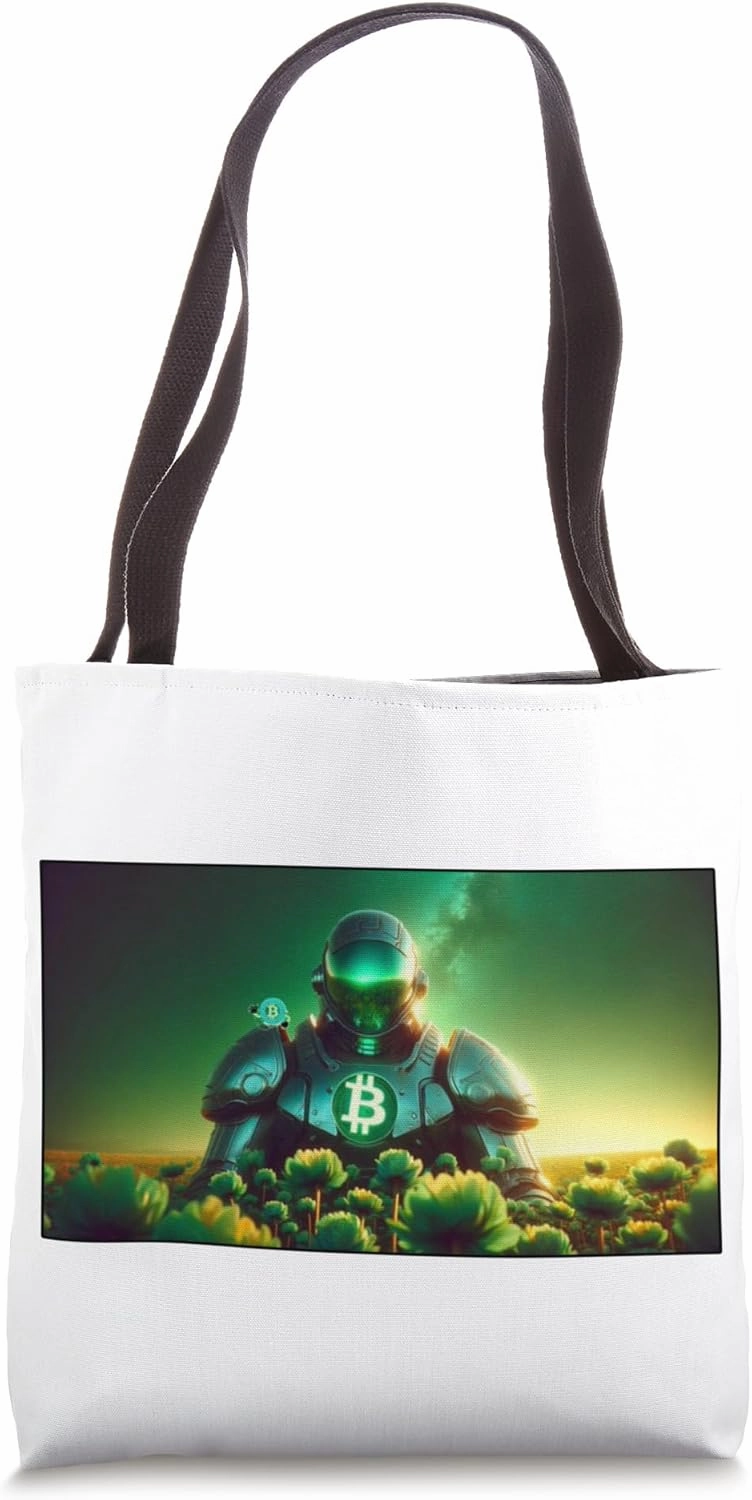 Bitcoin Robot Machine Green Future Technology Tote Bag