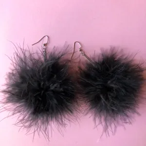 Black Fluffy Earrings