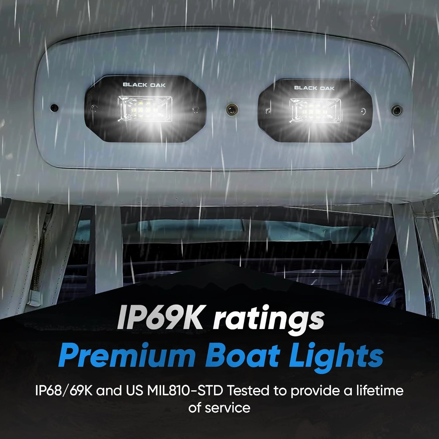 Black Oak LED Black Marine Flush Mount Spreader Light 2-Inch 10W / Cree XM-L2 1560 Raw Lumens Pro Series 3.0