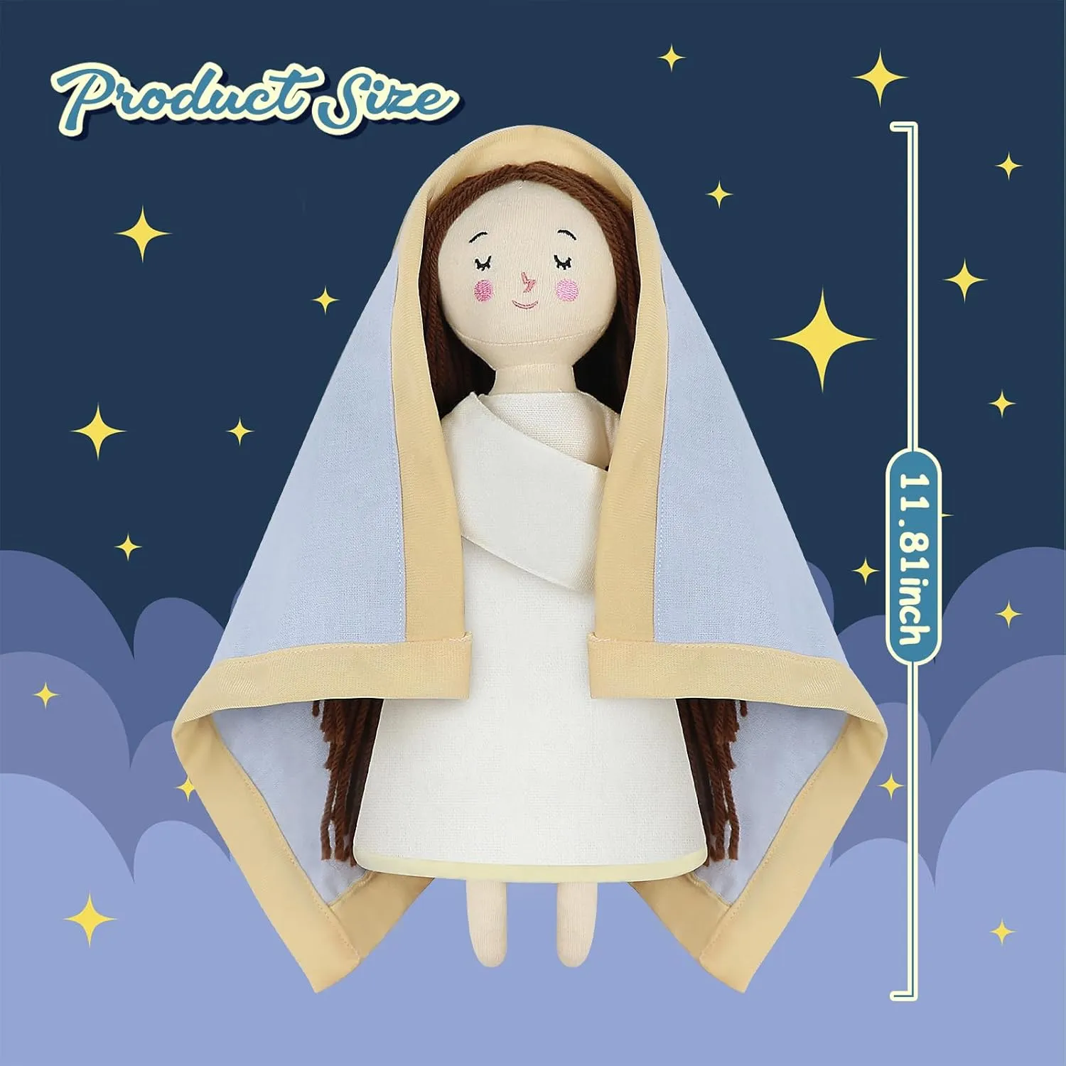 Blessed Virgin Mary Doll and Baby Jesus Plush Religious Figure Playset for Boy Girl Christening Gift(Virgin Mary)