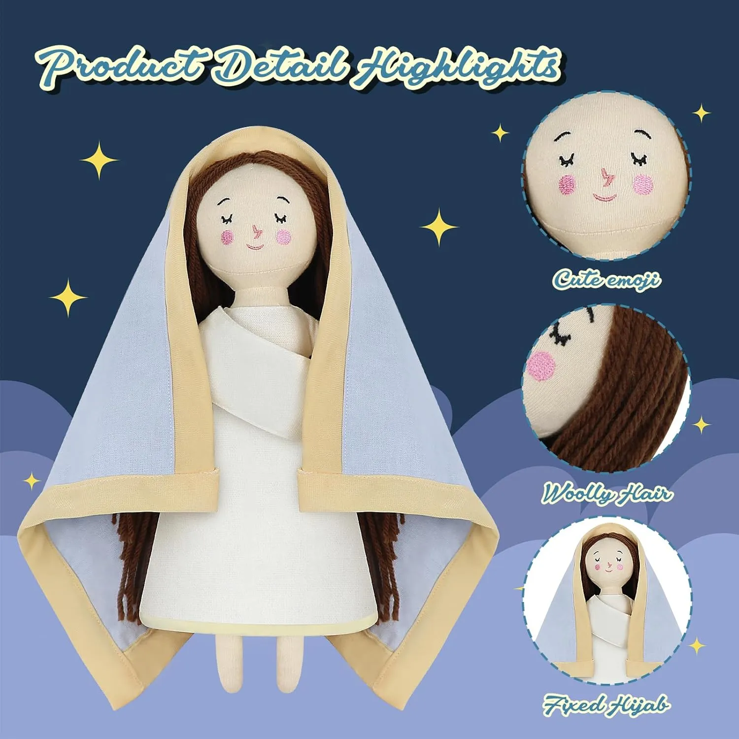 Blessed Virgin Mary Doll and Baby Jesus Plush Religious Figure Playset for Boy Girl Christening Gift(Virgin Mary)