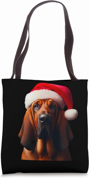 Bloodhound With Santa Hat Christmas Dog Owner Mom Dad Tote Bag