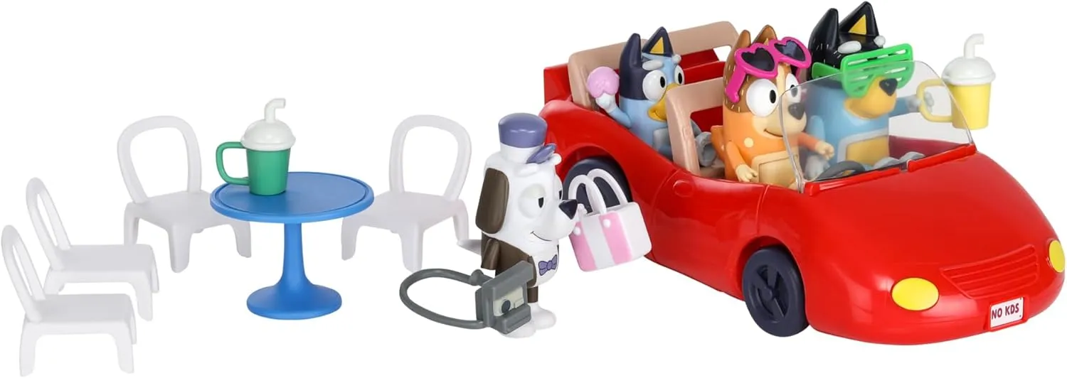 Bluey Vehicle and 4 Figure Pack, Escape Convertible with Four 2.5 Inch Figures, 9 Accessories and Sticker Sheet | Amazon Exclusive