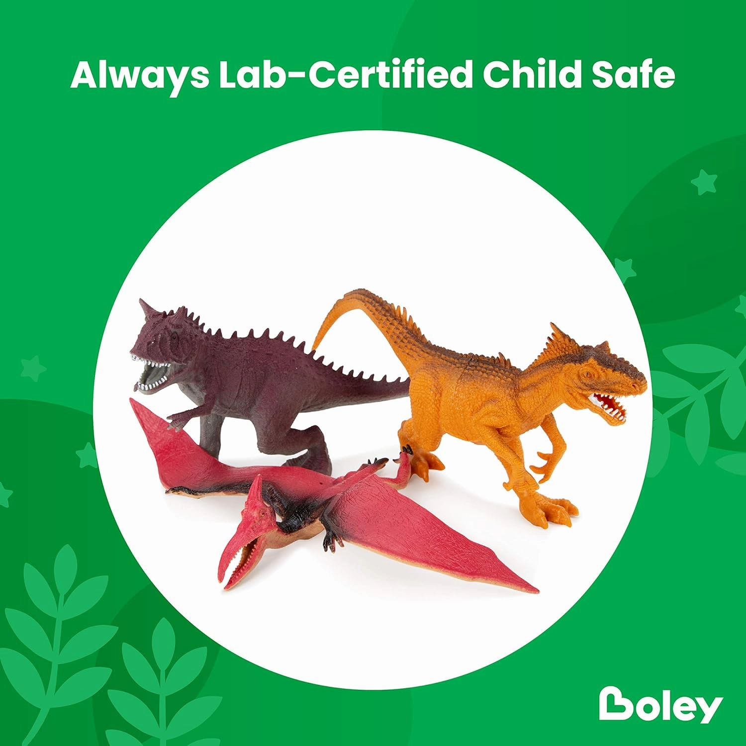Boley 14-Pack Dinosaur Toys for Kids with Educational Booklet - 9" Realistic Dino Figures for Boys & Girls Ages 3  - Includes T-Rex, Raptor, Stegosaurus, Triceratops, and More
