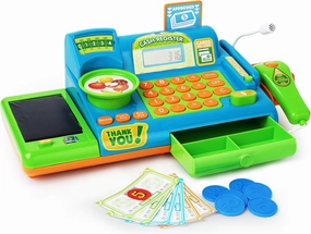 Boley Pretend Play Cash Register Toy for Kids – 19 Piece Interactive Set with Scanner, Microphone, Conveyor Belt, Calculator & Money – Educational Toy for Boys & Girls – Ages 3 and Up