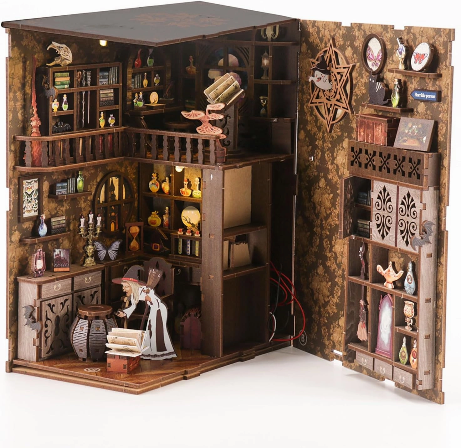 Book Nook Kit - DIY Miniature House Dollhouse Kit for Adults and Teens Booknook 3D Wooden Puzzle Creative Bookshelf Décor Decorative Bookend Magic Night