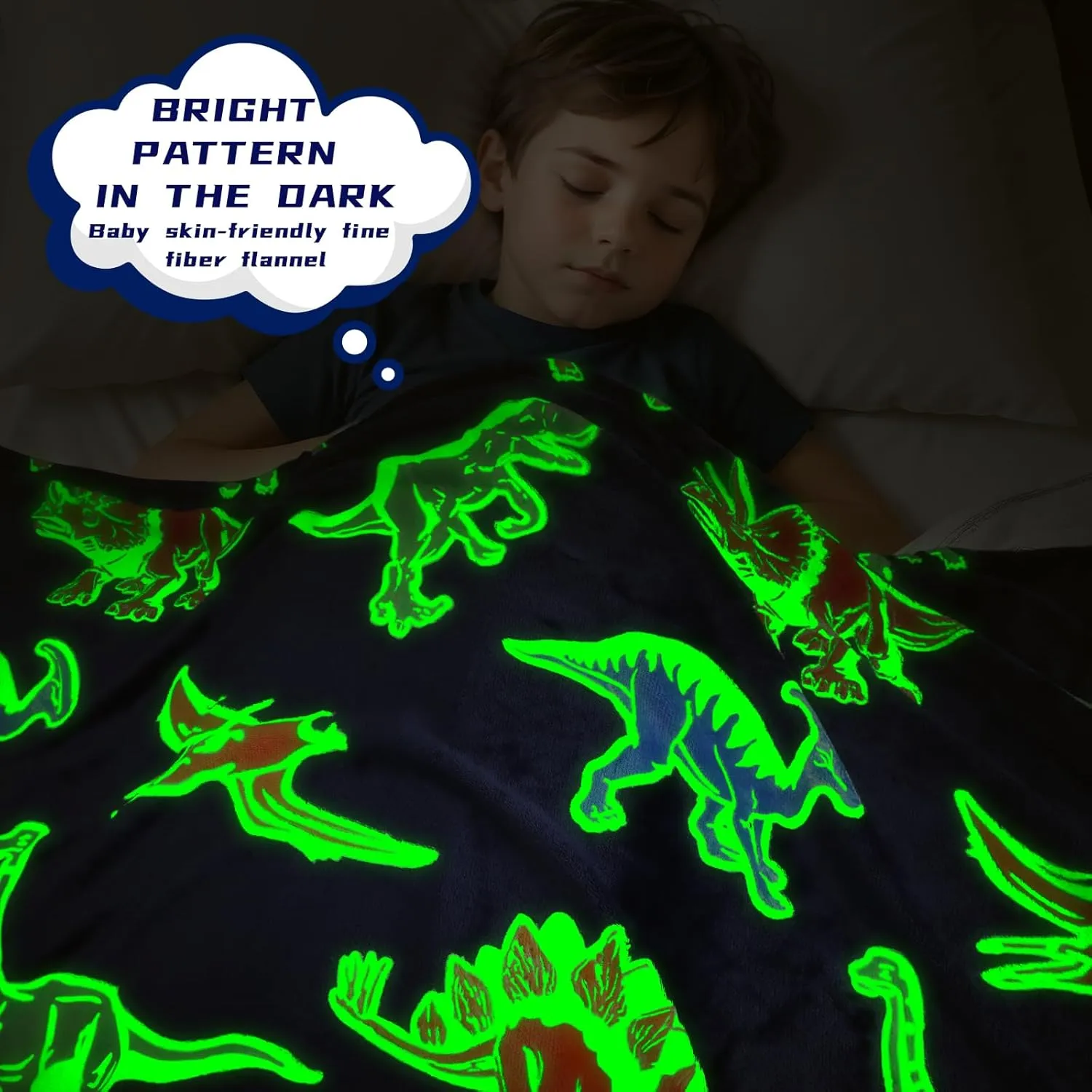 BORORO Dinosaur Blanket for Boys Girls-Soft Dino Glow in The Dark Blankets-Kids Dinosaur Toys Gifts for Boy Girl 50x60 Inch