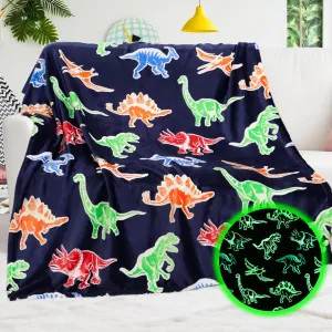 BORORO Dinosaur Blanket for Boys Girls-Soft Dino Glow in The Dark Blankets-Kids Dinosaur Toys Gifts for Boy Girl 50x60 Inch