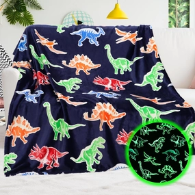 BORORO Dinosaur Blanket for Boys Girls-Soft Dino Glow in The Dark Blankets-Kids Dinosaur Toys Gifts for Boy Girl 50x60 Inch