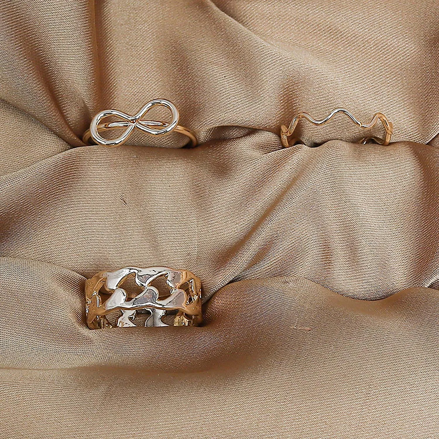 Bow Earing Set Of Rings 3 Pcs (50109)  - Fluffy