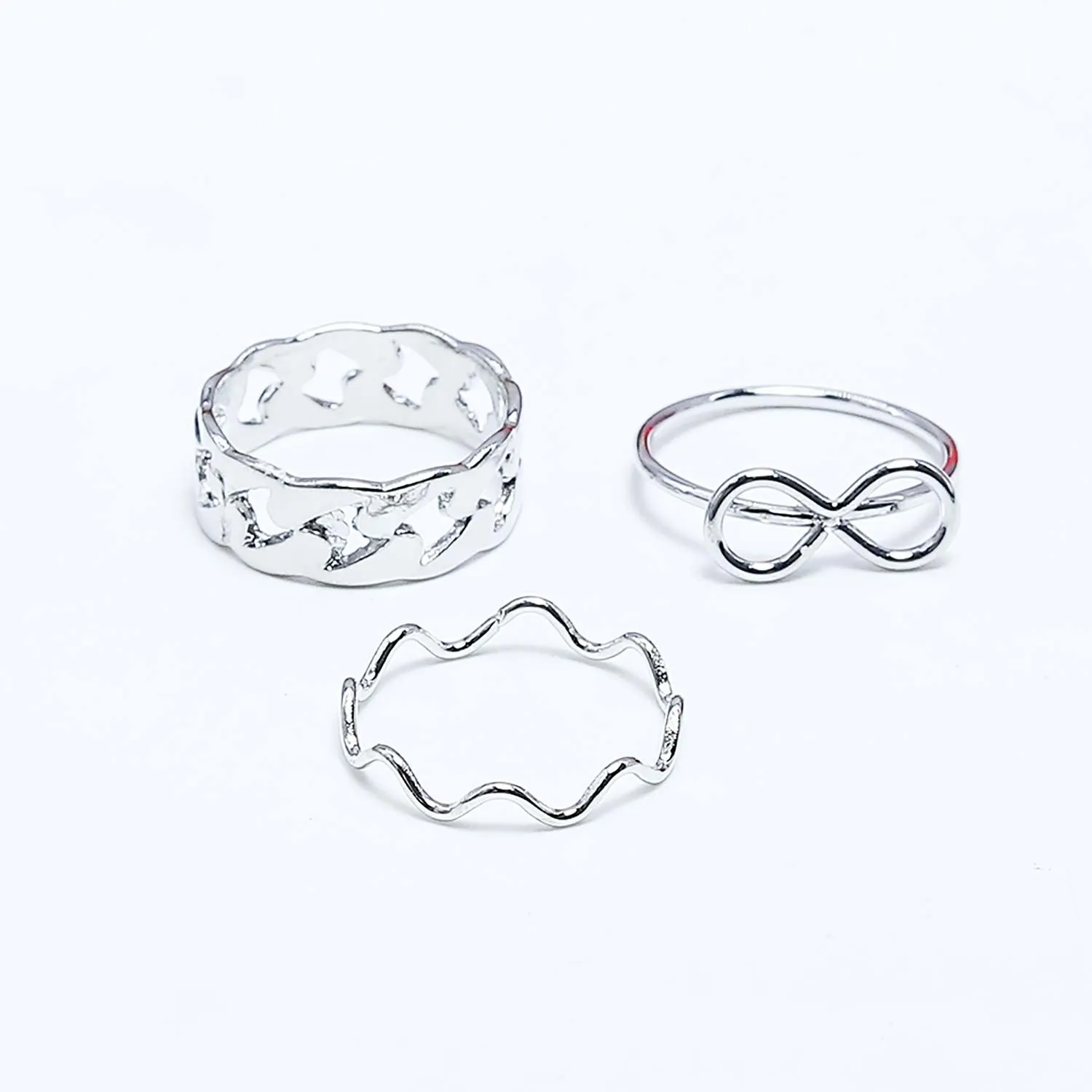 Bow Earing Set Of Rings 3 Pcs (50109)  - Fluffy