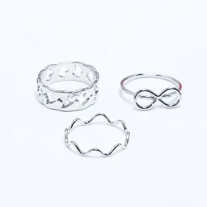 Bow Earing Set Of Rings 3 Pcs (50109)  - Fluffy