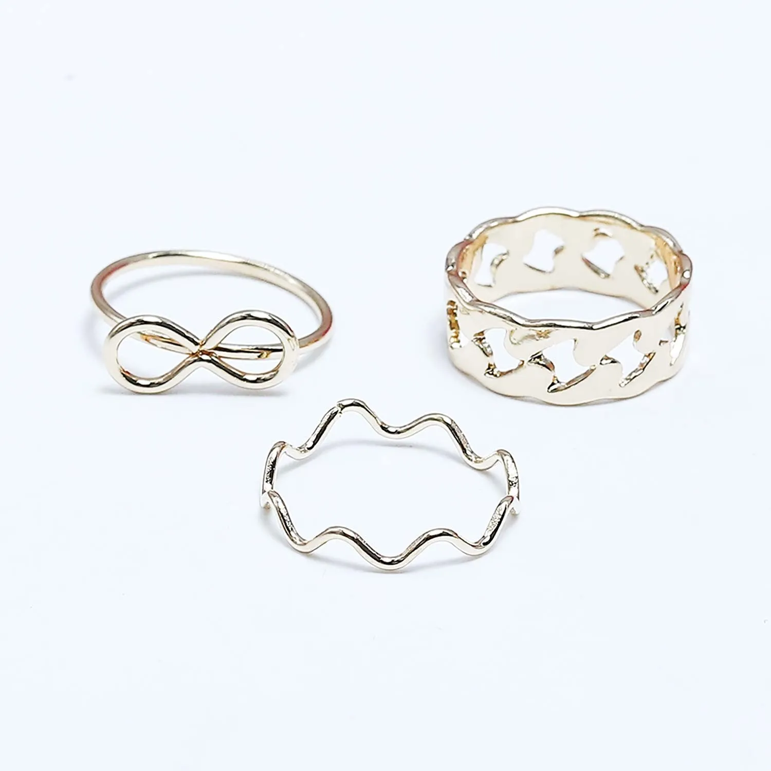 Bow Earing Set Of Rings 3 Pcs (50109)  - Fluffy