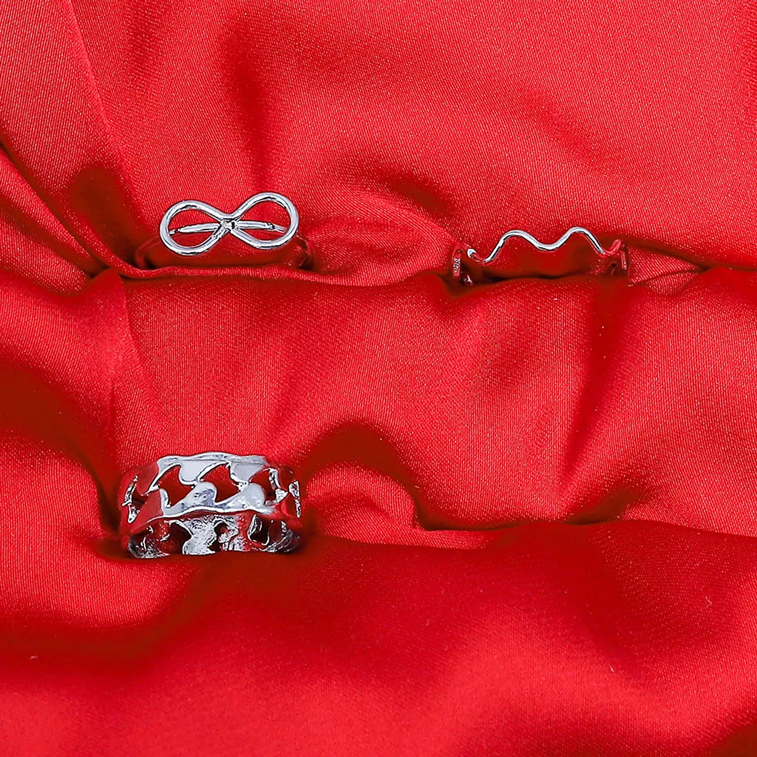 Bow Earing Set Of Rings 3 Pcs (50109)  - Fluffy