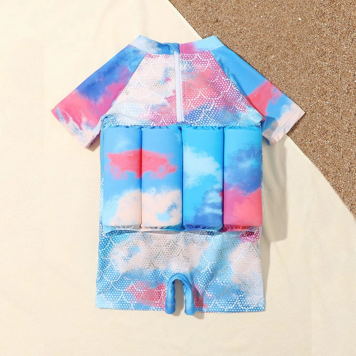 Boy Girls One-Piece Floatation Swimsuit Summer Short Sleeve Bathing Suits with Adjustable Buoyancy Float Suit Swimwear