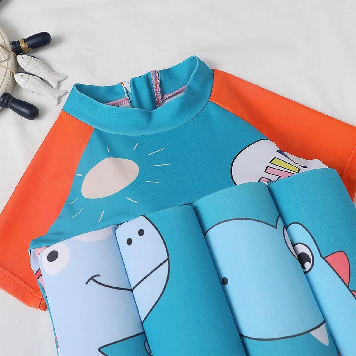 Boy Girls One-Piece Floatation Swimsuit Summer Short Sleeve Bathing Suits with Adjustable Buoyancy Float Suit Swimwear