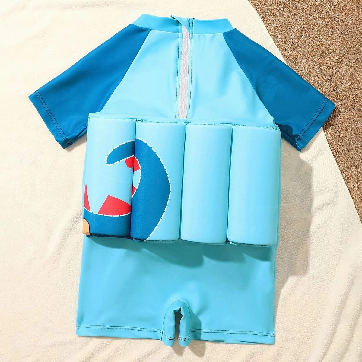 Boy Girls One-Piece Floatation Swimsuit Summer Short Sleeve Bathing Suits with Adjustable Buoyancy Float Suit Swimwear