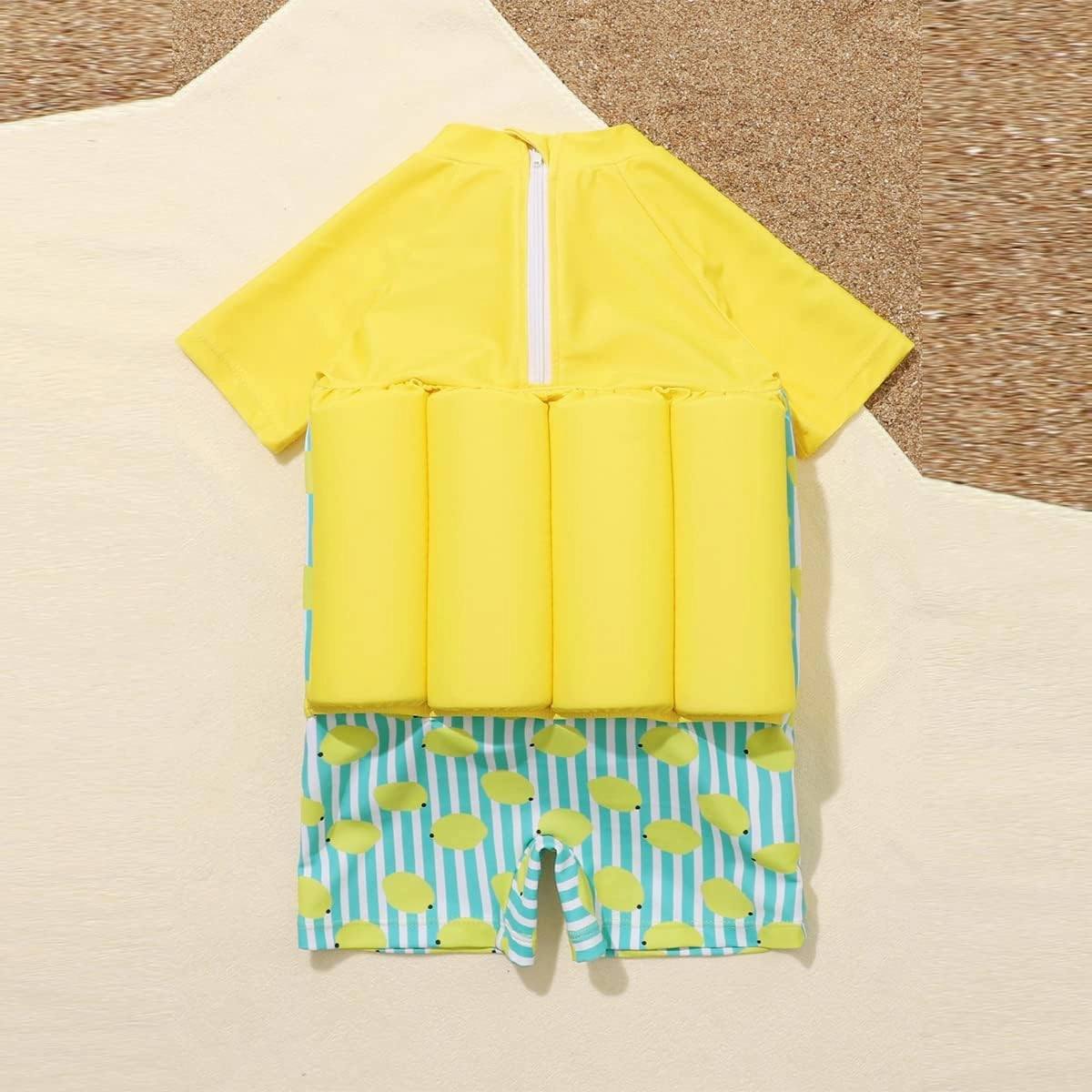 Boy Girls One-Piece Floatation Swimsuit Summer Short Sleeve Bathing Suits with Adjustable Buoyancy Float Suit Swimwear