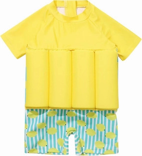 Boy Girls One-Piece Floatation Swimsuit Summer Short Sleeve Bathing Suits with Adjustable Buoyancy Float Suit Swimwear