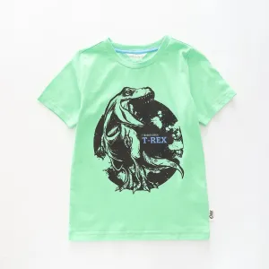 Boy's Green T-shirt With T-Rex Dinosaur Print