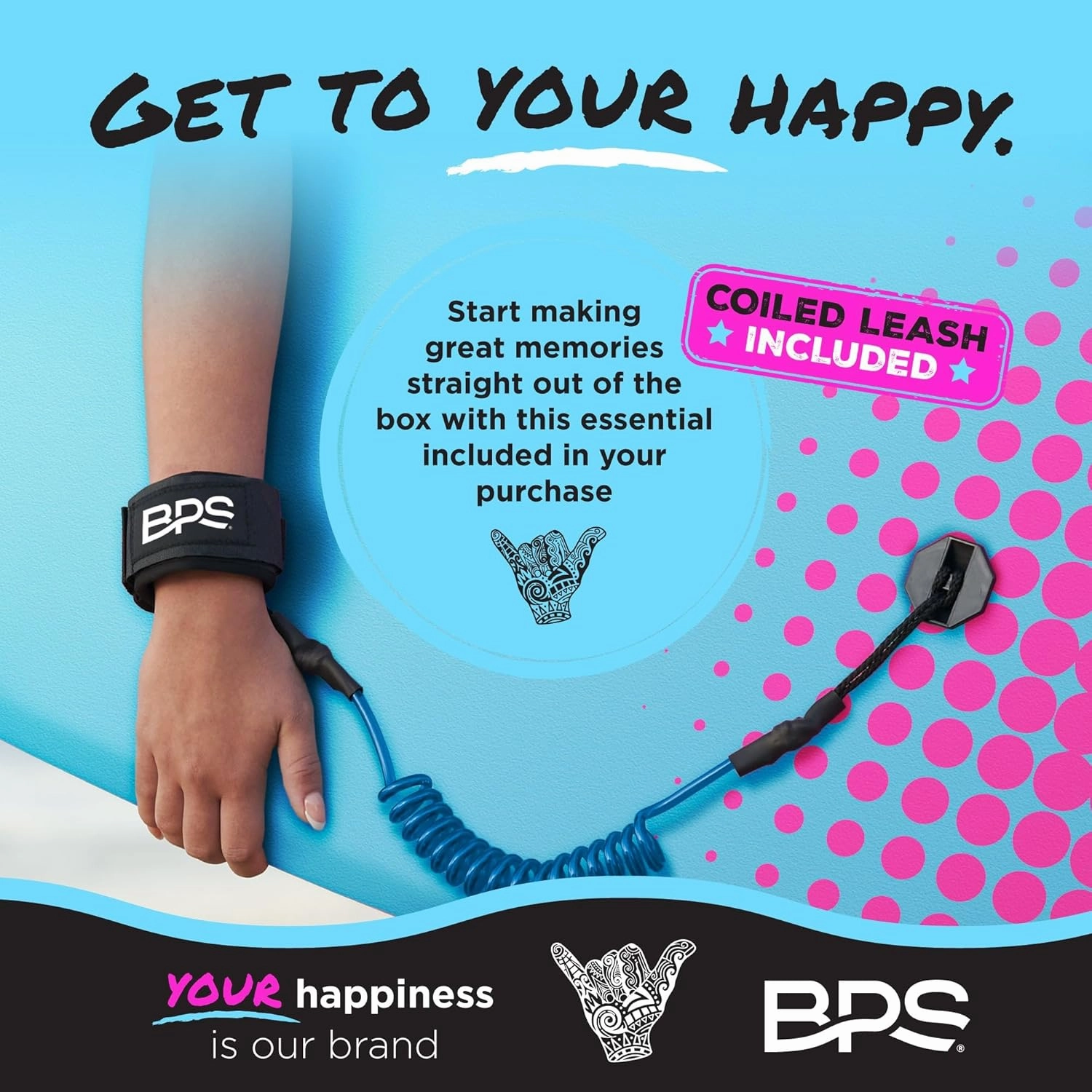 BPS New Zealand ‘Shaka’ Body Board for All Wave Conditions - Lightweight with EPS Core, HDPE Slick Bottom, Body Boards for Beach with Wrist Leash and Plug for Kids and Adults - All Skill Levels