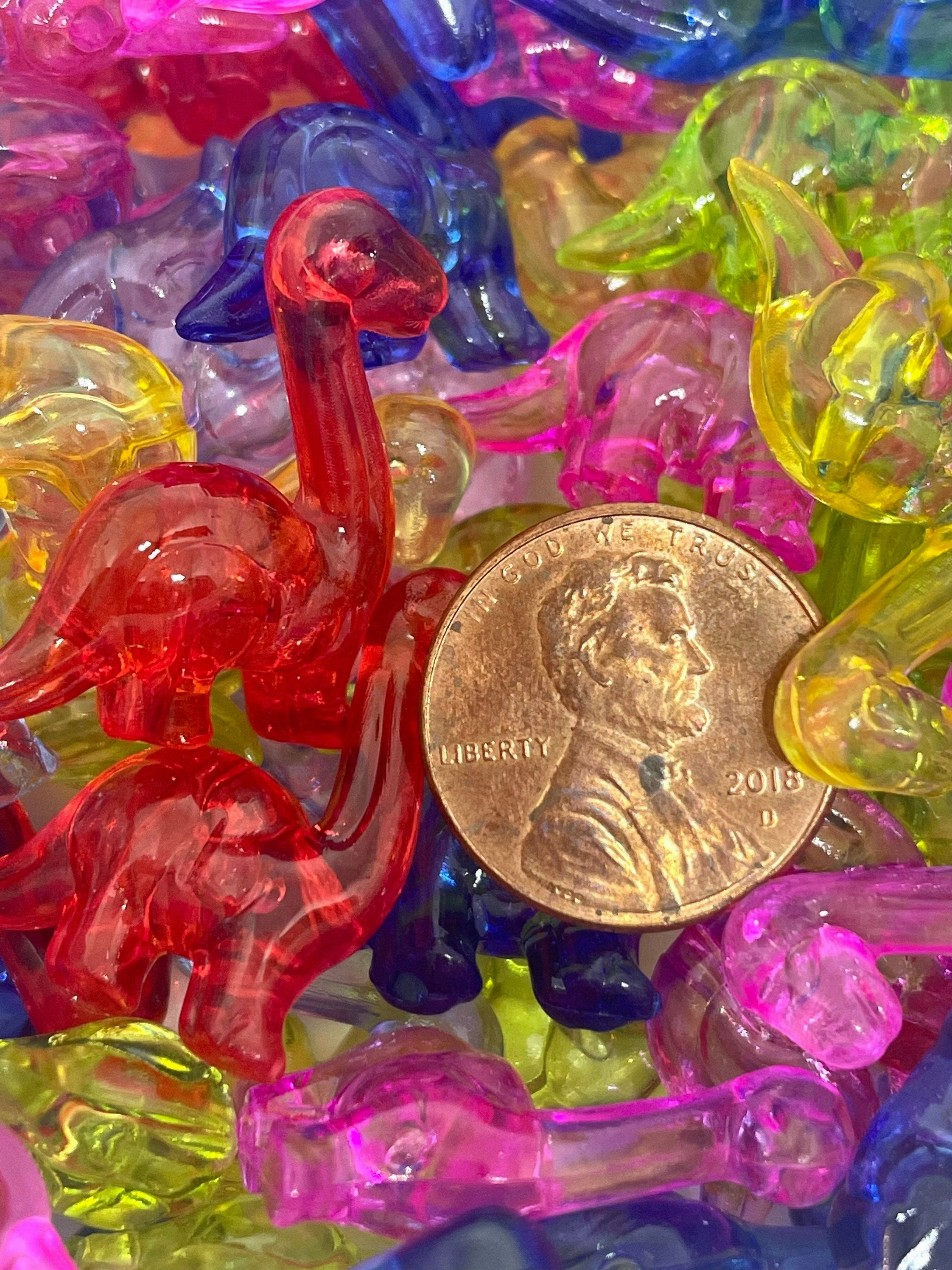 Bright Colored Transparent Dinosaur Beads for Dinosaur Jewelry, Earrings, Pendant, Charm, Animal Beads