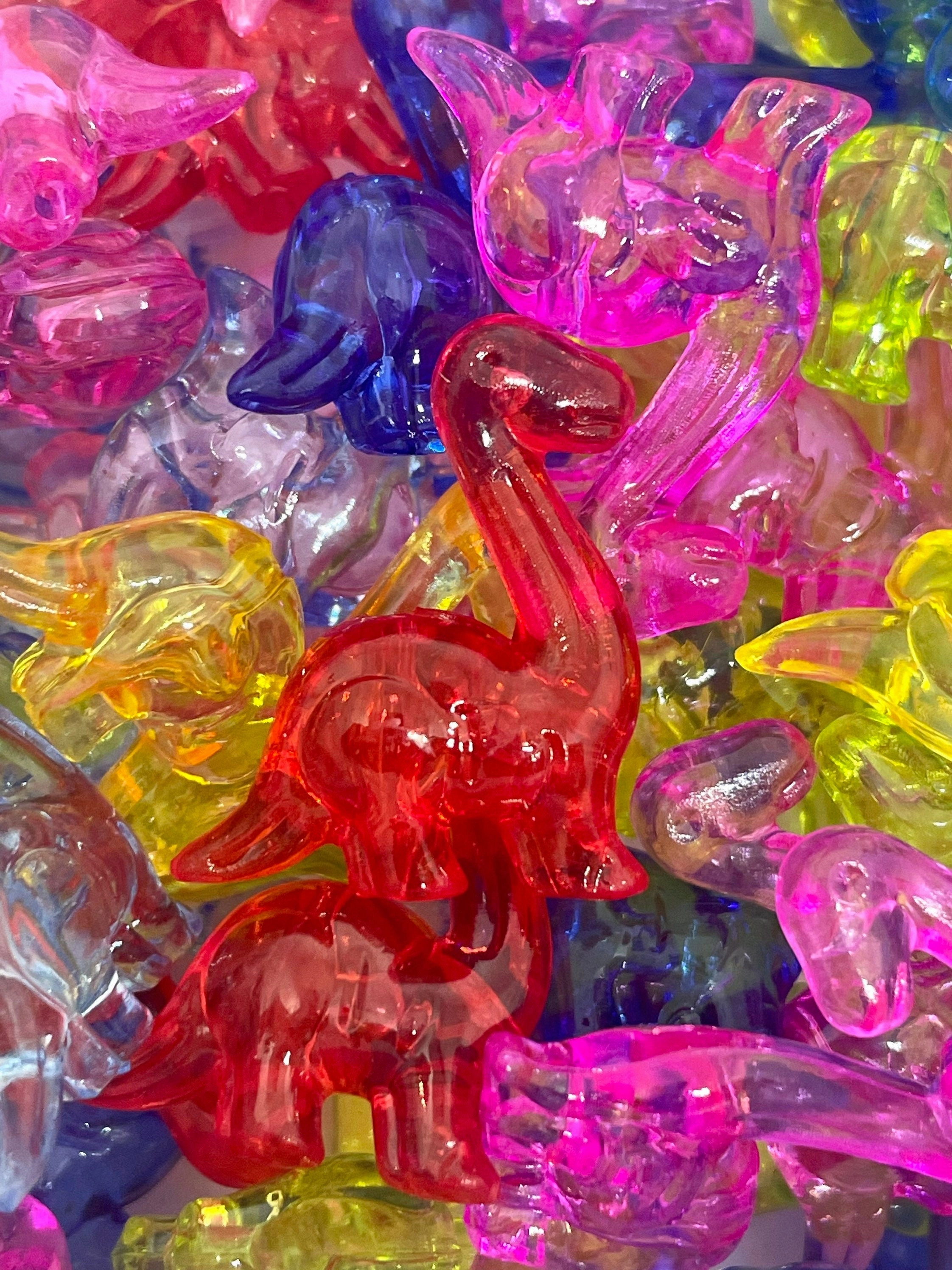 Bright Colored Transparent Dinosaur Beads for Dinosaur Jewelry, Earrings, Pendant, Charm, Animal Beads