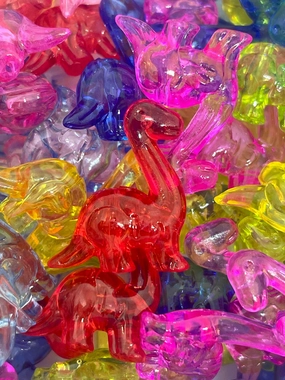 Bright Colored Transparent Dinosaur Beads for Dinosaur Jewelry, Earrings, Pendant, Charm, Animal Beads
