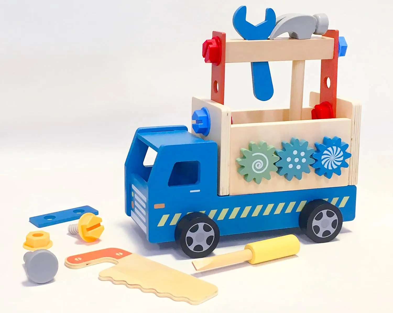 Brilliant Baby® - Toolbox Truck | Toddler Learning Toy | Educational and Fun Wooden Truck Baby Toy with Tools for Early Childhood Development | Interactive Wooden Toy Truck for Toddler and Baby