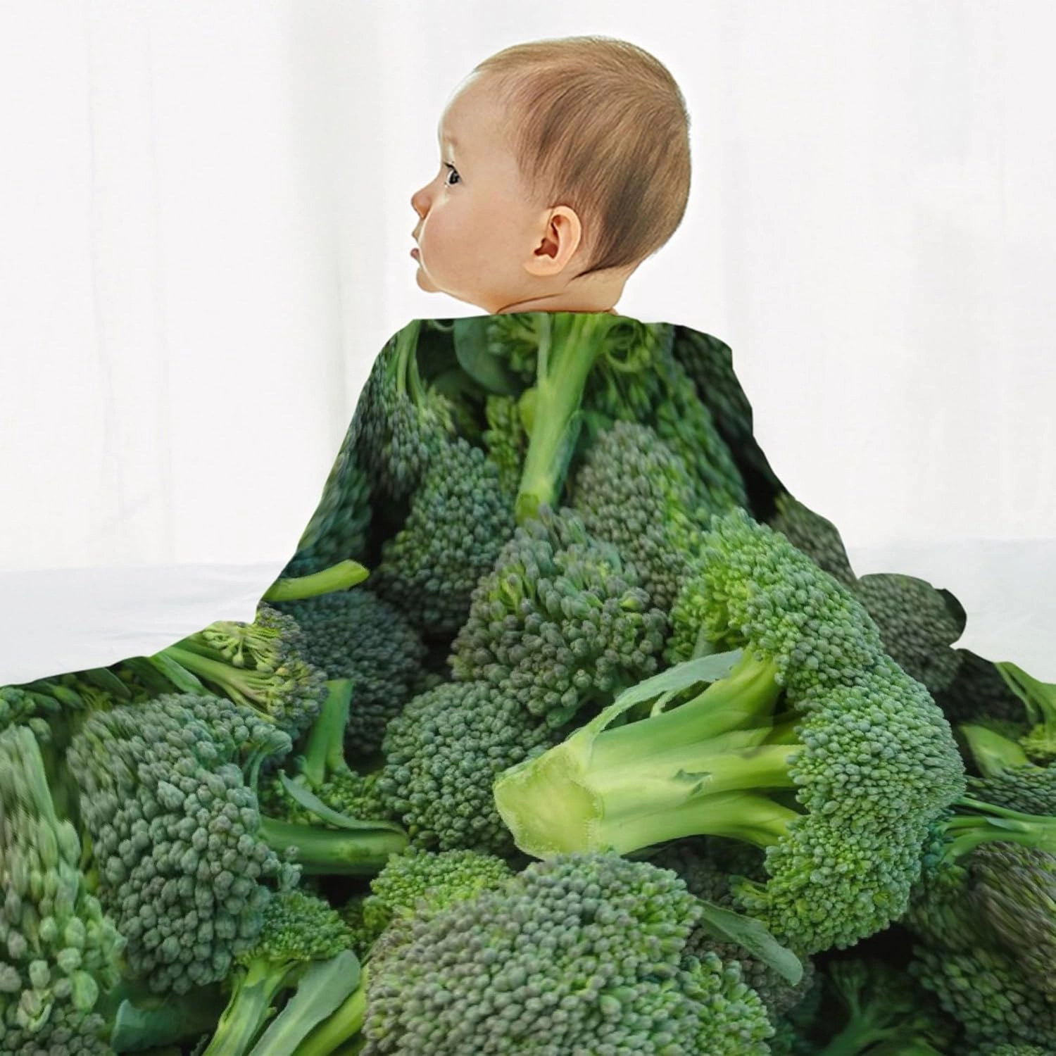 Broccoli Blanket, Vegetable Throw Blanket, Vegan Gift for Women Men Girl Boy Birthday,Lightweight Soft Worm Cozy Flannel Throw for Bedding Sofa Couch 40"x50" for Kids/Child - S
