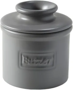 Butter Bell - The Original Butter Bell crock by L Tremain, a Countertop French Ceramic Butter Dish Keeper for Spreadable Butter, Café Matte Collection, Steel Gray