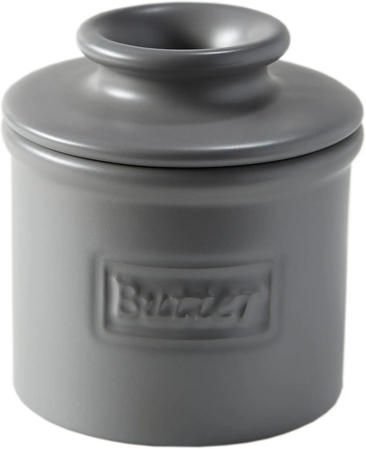 Butter Bell - The Original Butter Bell crock by L Tremain, a Countertop French Ceramic Butter Dish Keeper for Spreadable Butter, Café Matte Collection, Steel Gray