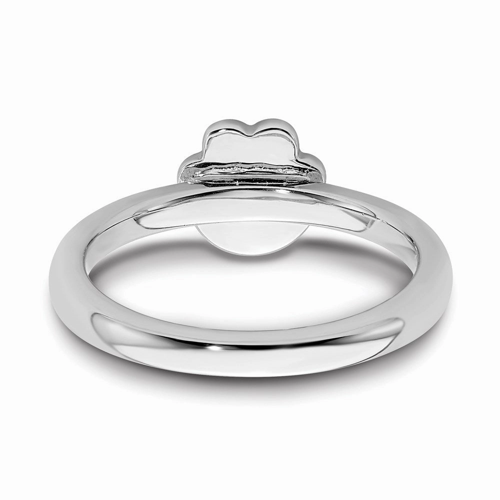 Buy Stylish Sterling Silver Stackable Pawprint Ring - Black Enamel Accent