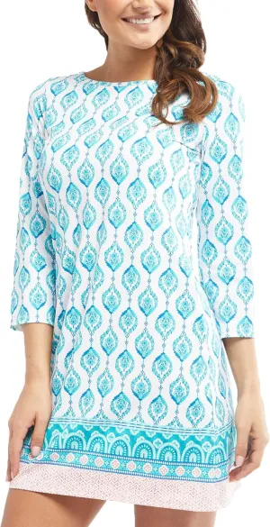 Cabana Life Shift Dress, UPF 50  Sun Protection Casual Dress, Boat Neckline, Quarter Sleeve, Womens Fashion
