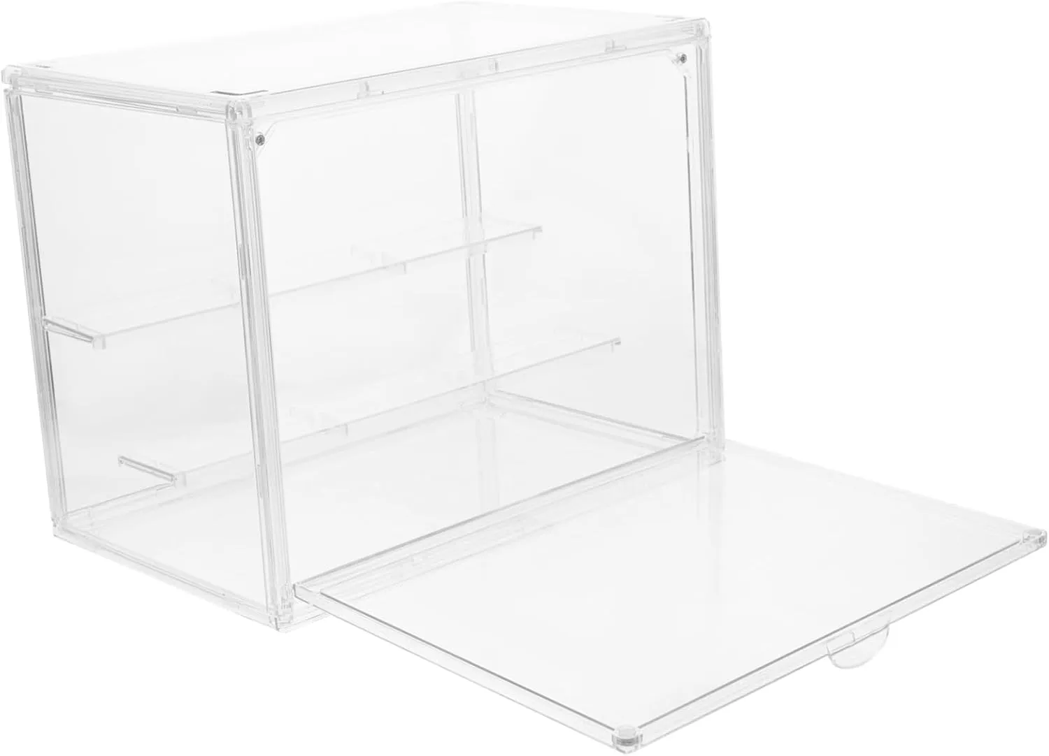 Cabilock Clear Acrylic Display Case for Collectibles with Divider Small Storage Box for Dolls Action Figures and Figurines Sturdy Transparent and Capacity Organizer