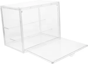 Cabilock Clear Acrylic Display Case for Collectibles with Divider Small Storage Box for Dolls Action Figures and Figurines Sturdy Transparent and Capacity Organizer