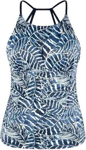 Cadocado Women's Tankini Top Strappy Back Bathing Suit Slimming Control Swimsuits Top Ruched Swimwear Top Only