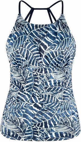 Cadocado Women's Tankini Top Strappy Back Bathing Suit Slimming Control Swimsuits Top Ruched Swimwear Top Only