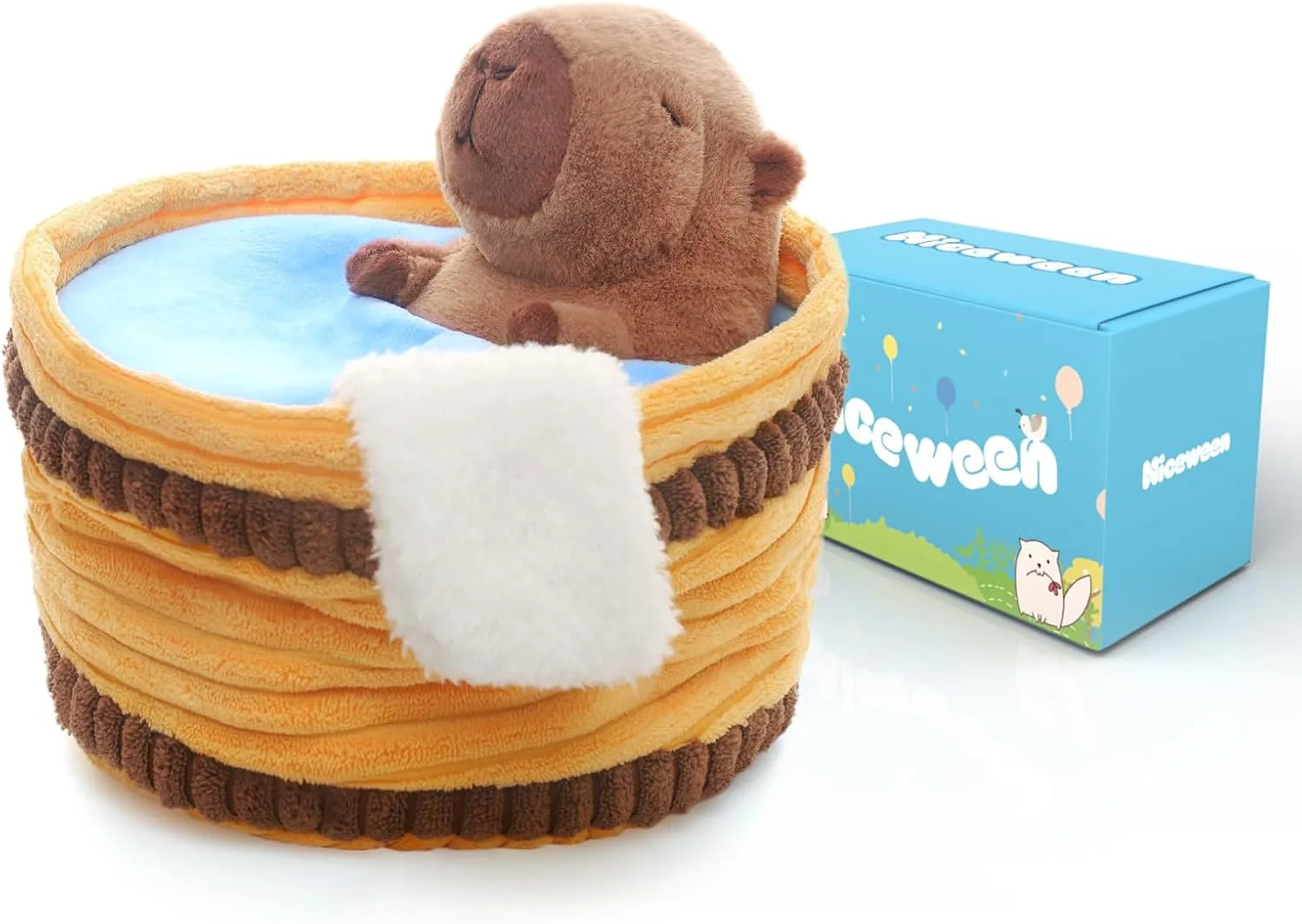 Capybara Plush Toy Cute Capybara Stuffed Animal with Detachable Bathtub Soft and Cuddly Capybara Plushies Home Room Decoration Doll Gifts for Girls Boys Adults