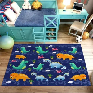 Cartoon Dinosaur Area Rugs for Kids Room Boys Girls, Dino Carpet for Boys Bedroom Home Decor Large Play Rugs, Non Slip Crystal Polyester Dinosaur Rug Mat for Playroom Classroom Kidroom, 59"*39"